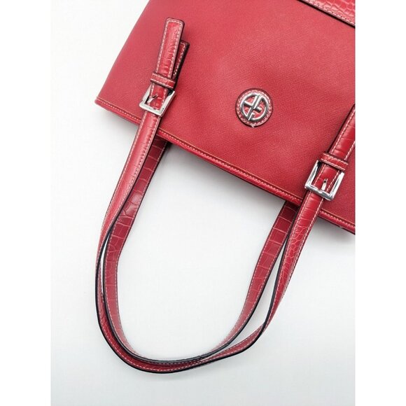 GIANI BERNINI Saffiano faux-leather croc embossed women's tote bag- RED - Picture 8 of 13
